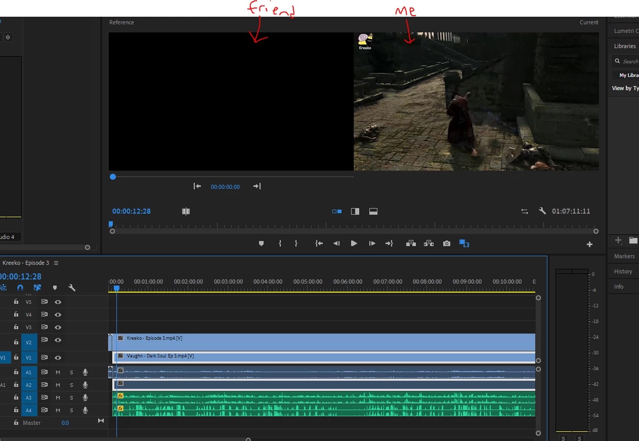 Video editing workspace with professional editing software